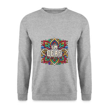 I'm Deaf 43 - Unisex Pullover - Weißgrau meliert - Vorne - Alina (178cm) & Michal (187cm)