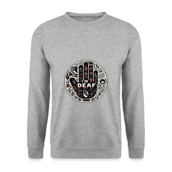 I'm Deaf 42 - Unisex Pullover - Weißgrau meliert - Vorne - Alina (178cm) & Michal (187cm)