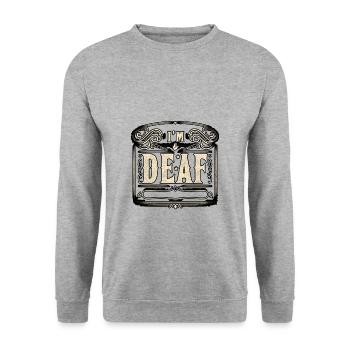 I'm Deaf 47 - Unisex Sweatshirt - salt & pepper - Front - Alina (178cm) & Michal (187cm)