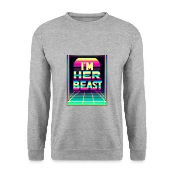 I'm Her Beast 6 - Unisex Sweatshirt - salt & pepper - Front - Alina (178cm) & Michal (187cm)