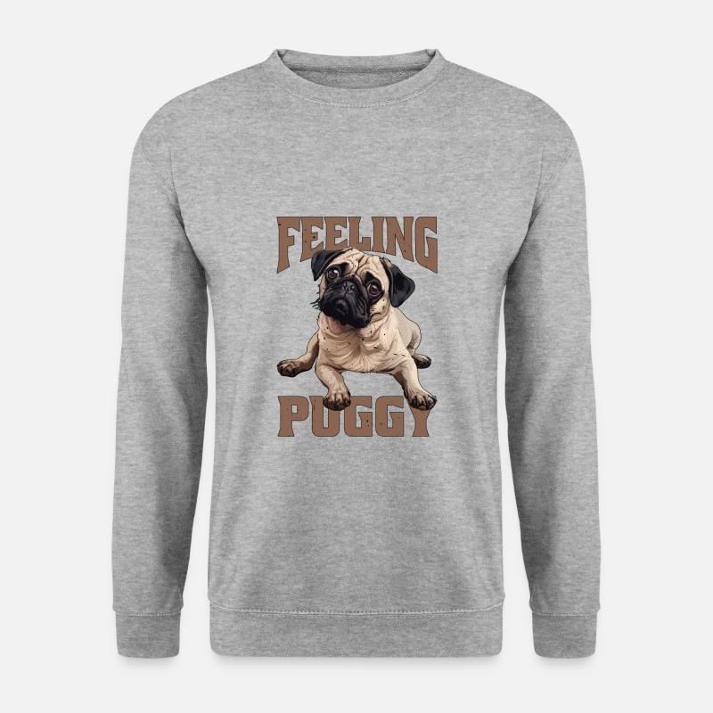 Feeling Puggy - Unisex Pullover - Weißgrau meliert