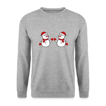 schneemann 2 - Unisex Pullover - Weißgrau meliert - Vorne - Alina (178cm) & Michal (187cm)