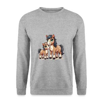 Loving Horse Parent with Child - Unisex Sweatshirt - salt & pepper - Front - Alina (178cm) & Michal (187cm)