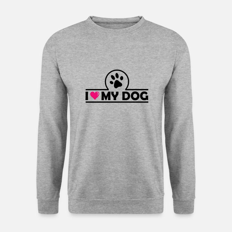 i love my dog - Unisex Pullover - Weißgrau meliert