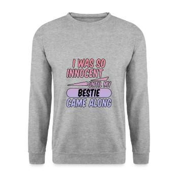 I Was So Innocent Until My Bestie Came Along 2 - Unisex Pullover - Weißgrau meliert - Vorne - Alina (178cm) & Michal (187cm)