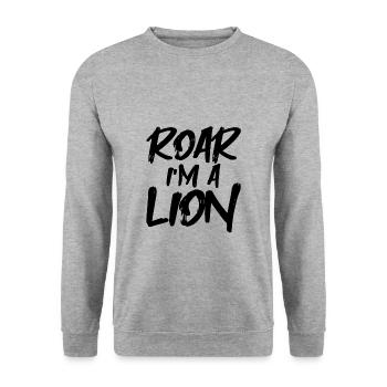 Roar I'm A Lion - Unisex Pullover - Weißgrau meliert - Vorne - Alina (178cm) & Michal (187cm)