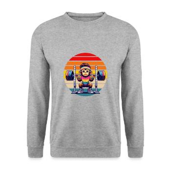 Rainbow Monkey Squatting in the Gym - Unisex Sweatshirt - salt & pepper - Front - Alina (178cm) & Michal (187cm)