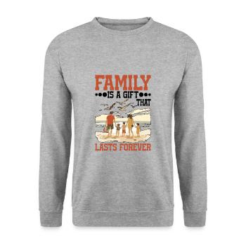 Family Is A Gift That Lasts Forever 5 --gift-- - Unisex Pullover - Weißgrau meliert - Vorne - Alina (178cm) & Michal (187cm)