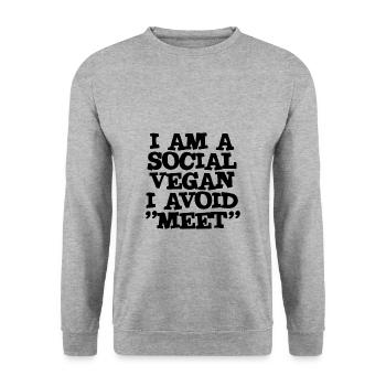 Je suis un végétalien social J’évite de rencontrer - Sweat-shirt Unisexe - gris chiné - Devant - Alina (178cm) & Michal (187cm)