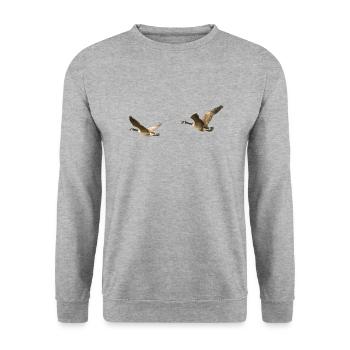 Canada Geese in Flight Photography - Unisex Sweatshirt - salt & pepper - Front - Alina (178cm) & Michal (187cm)