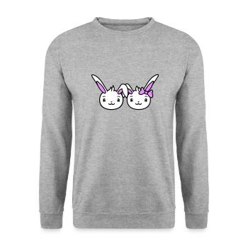 2 Bunnies Two Girlfriend Love Couple In Love Cute - Unisex Sweatshirt - salt & pepper - Front - Alina (178cm) & Michal (187cm)