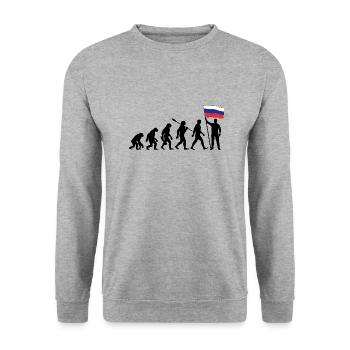 Russland - Evolution - Flagge - Nation - Unisex Pullover - Weißgrau meliert - Vorne - Alina (178cm) & Michal (187cm)