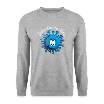 Gute Laune Virus - Unisex Pullover - Weißgrau meliert - Vorne - Alina (178cm) & Michal (187cm)