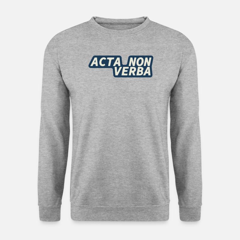 Acta non verba - Latein - Taten statt Worte - Unisex Pullover - Weißgrau meliert