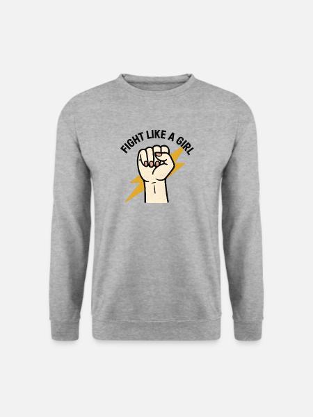 Fight Like A Girl Power Design - Unisex Pullover - Weißgrau meliert