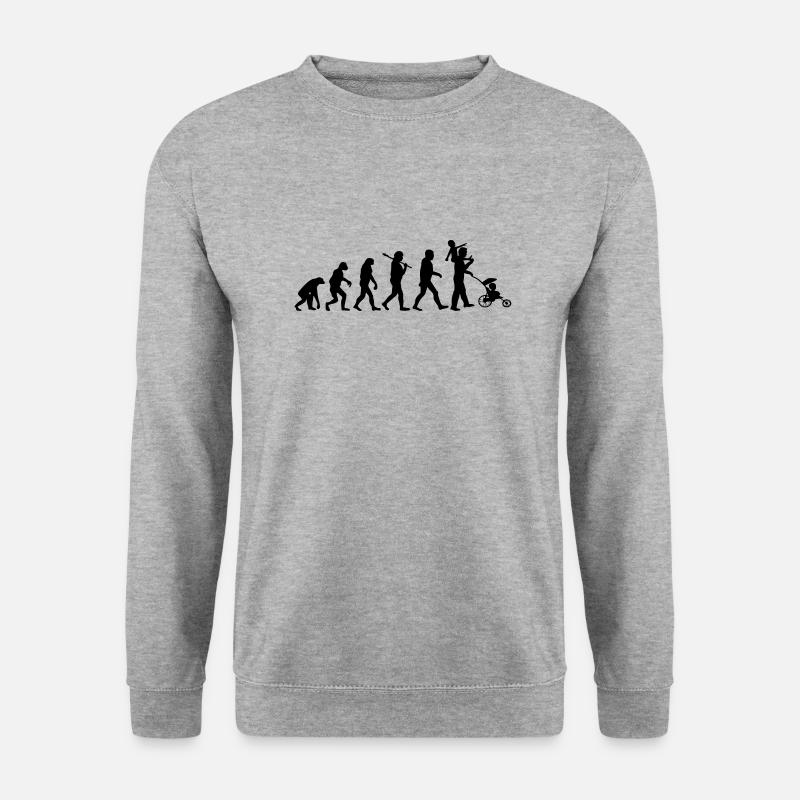 evolution daddy 2 enfants - Sweat-shirt Unisexe - gris chiné