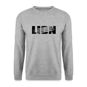 Cooles Löwen Design mit Kratzspuren von Krallen - Unisex Pullover - Weißgrau meliert - Vorne - Alina (178cm) & Michal (187cm)