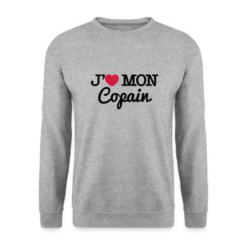 J'aime mon copain - Sweat-shirt Unisexe - gris chiné - Devant - Alina (178cm) & Michal (187cm)