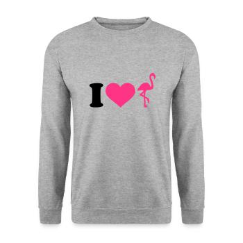 I love Flamingo - Unisex Sweatshirt - salt & pepper - Front - Alina (178cm) & Michal (187cm)