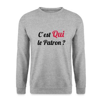 c'est QUI le Patron ? - Unisex Sweatshirt - salt & pepper - Front - Alina (178cm) & Michal (187cm)