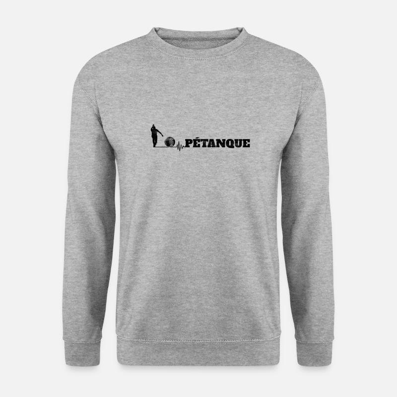 Pétanque - Lustiger Schriftzug - Unisex Pullover - Weißgrau meliert