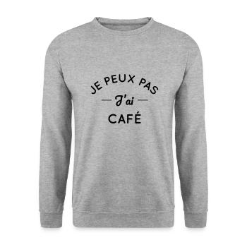 Je peux pas j'ai café - Sweat-shirt Unisexe - gris chiné - Devant - Alina (178cm) & Michal (187cm)