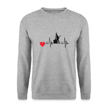 Schornsteinfeger EKG Essenkehrer Puls Kaminkehrer - Unisex Pullover - Weißgrau meliert - Vorne - Alina (178cm) & Michal (187cm)