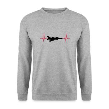 Heartbeat Fighter Jet Jet - Unisex Sweatshirt - salt & pepper - Front - Alina (178cm) & Michal (187cm)