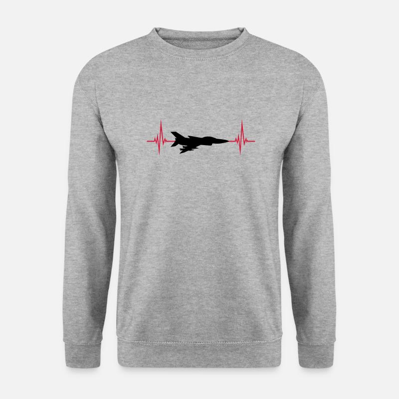 Herzschlag Kampfflugzeug Düsenjet - Unisex Pullover - Weißgrau meliert