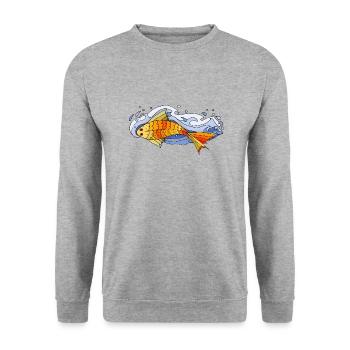 Fish - Unisex Sweatshirt - salt & pepper - Front - Alina (178cm) & Michal (187cm)