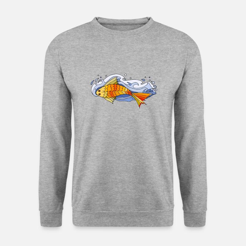 Fisch - Unisex Pullover - Weißgrau meliert