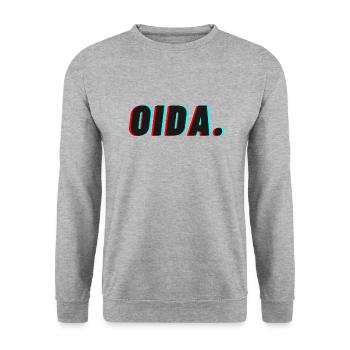 oida. - Das Wiener Original - Unisex Pullover - Weißgrau meliert - Vorne - Alina (178cm) & Michal (187cm)