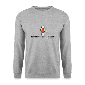 goose on the loose - Unisex Sweatshirt - salt & pepper - Front - Alina (178cm) & Michal (187cm)