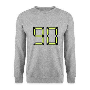 90 JAHRE. 90-JÄHRIGES JUBILÄUM. GEBURTSTAG 90 JAHRE. 90 - Unisex Pullover - Weißgrau meliert - Vorne - Alina (178cm) & Michal (187cm)