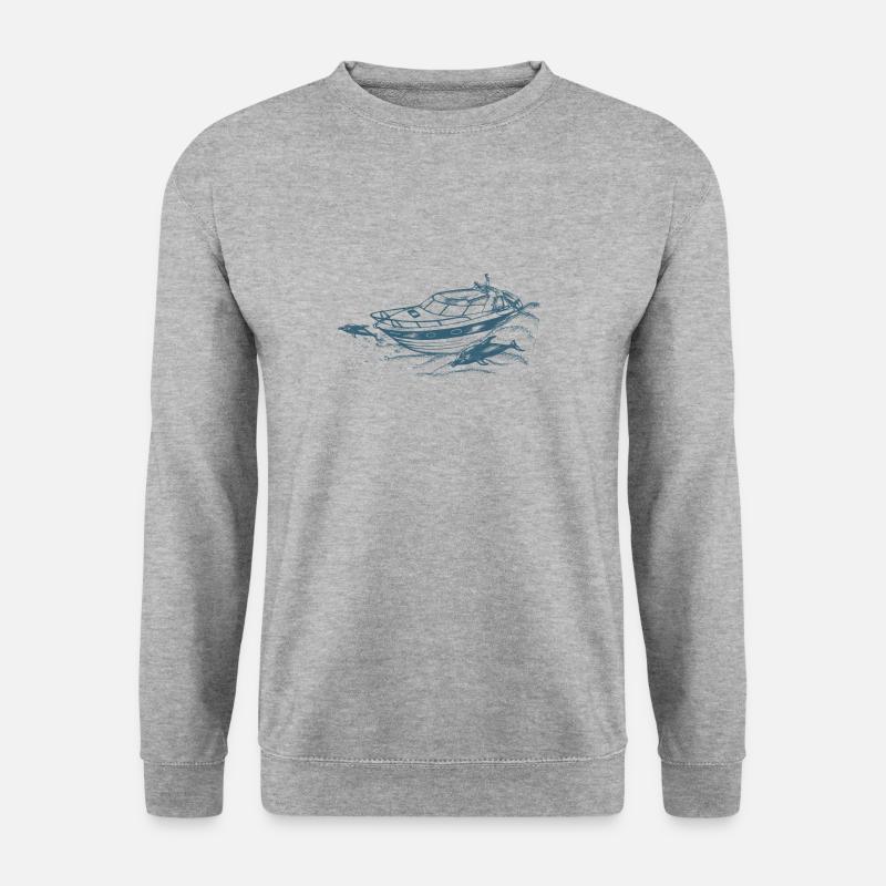 Motorboot - Unisex Pullover - Weißgrau meliert
