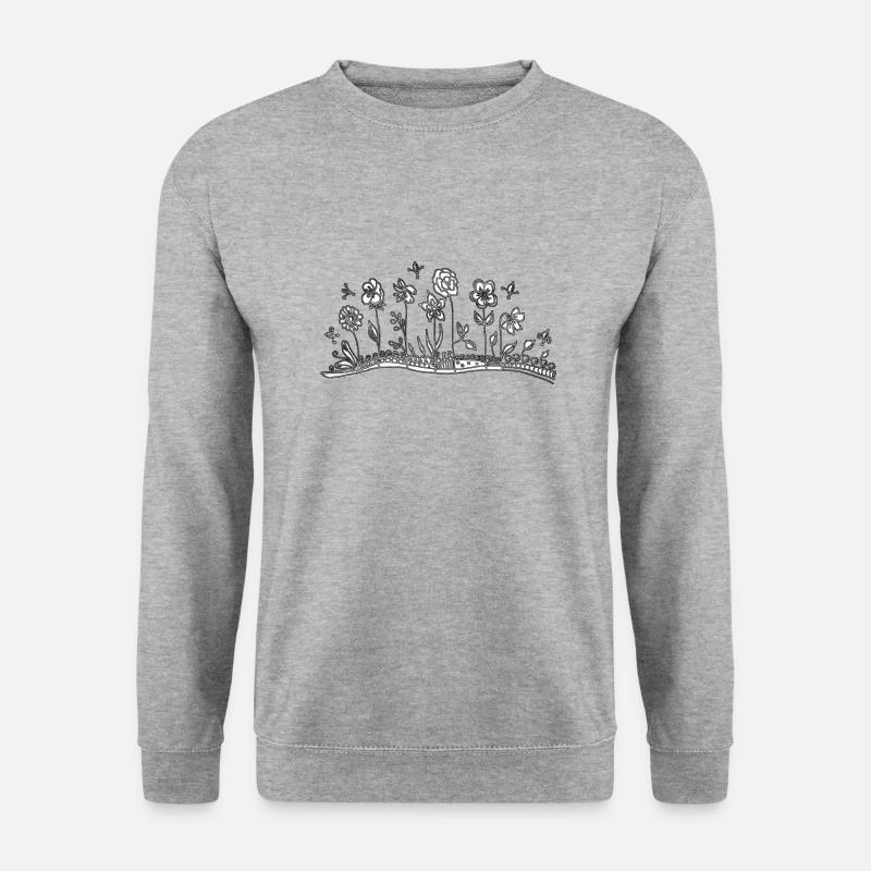 Blumen - Unisex Pullover - Weißgrau meliert