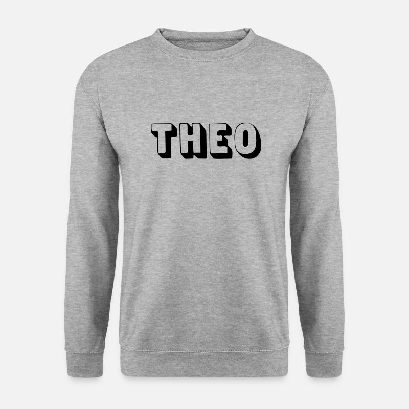 Name - Theo - Unisex Pullover - Weißgrau meliert