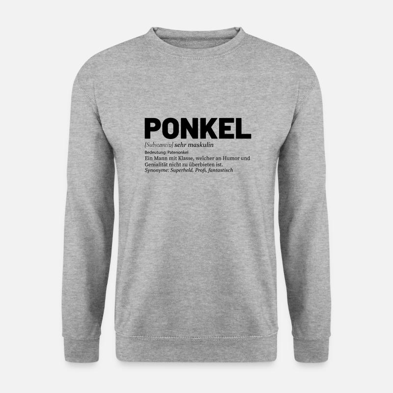 Onkel Spruch Patenonkel kurz Ponkel - Unisex Pullover - Weißgrau meliert