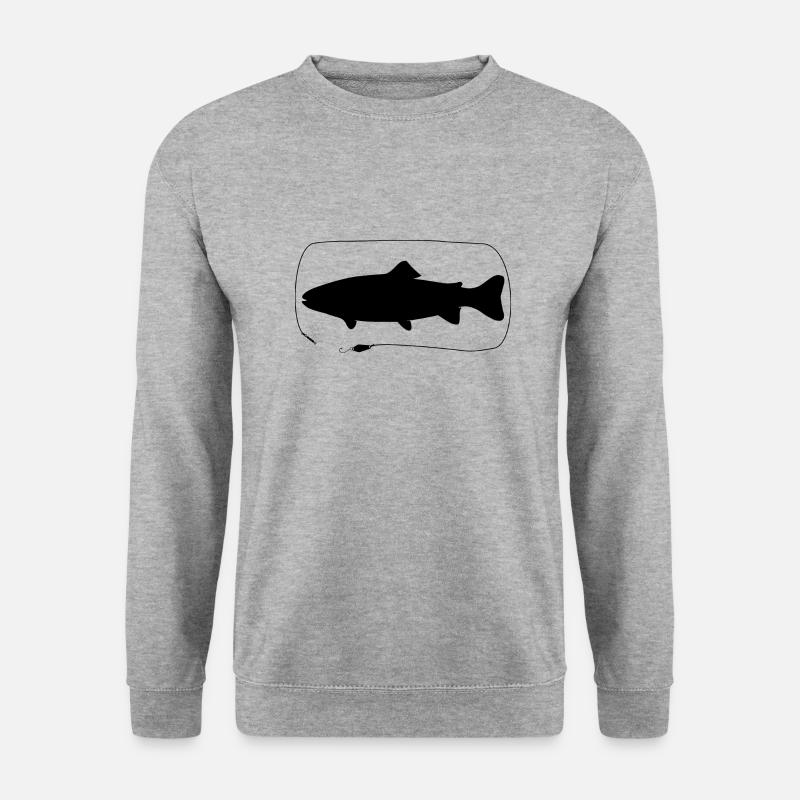 Forelle mit Spoon - Unisex Pullover - Weißgrau meliert