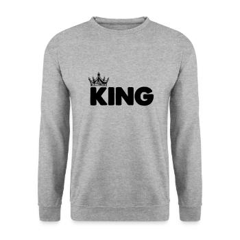 King - Unisex Sweatshirt - salt & pepper - Front - Alina (178cm) & Michal (187cm)