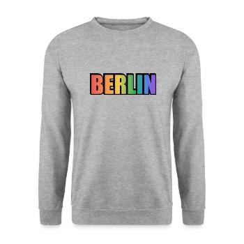 Schwules Berlin - Unisex Pullover - Weißgrau meliert - Vorne - Alina (178cm) & Michal (187cm)