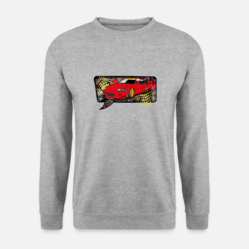 Red car bubble - Unisex Pullover - Weißgrau meliert