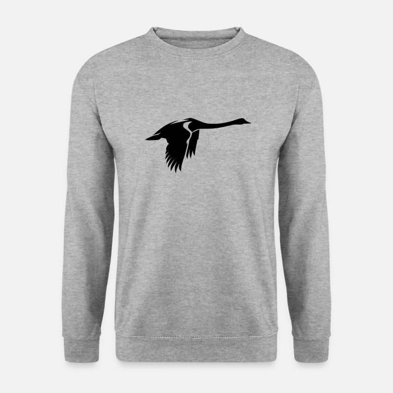 Eleganter fliegender Schwan - Unisex Pullover - Weißgrau meliert
