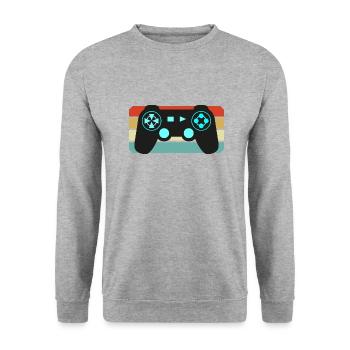 Vintage Retro Gaming Controller - Unisex Pullover - Weißgrau meliert - Vorne - Alina (178cm) & Michal (187cm)