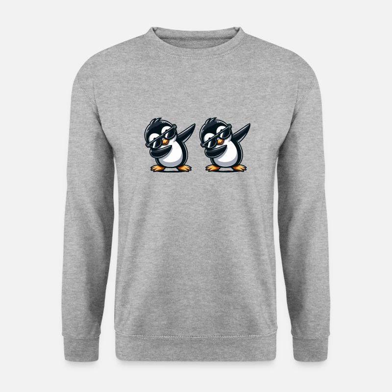 pinguin dabbing 2 - Unisex Pullover - Weißgrau meliert