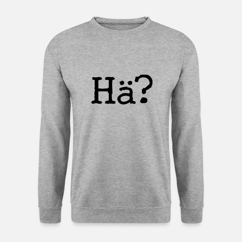 Hä? - Fragezeichen - Ausspruch - Frage - Unisex Pullover - Weißgrau meliert