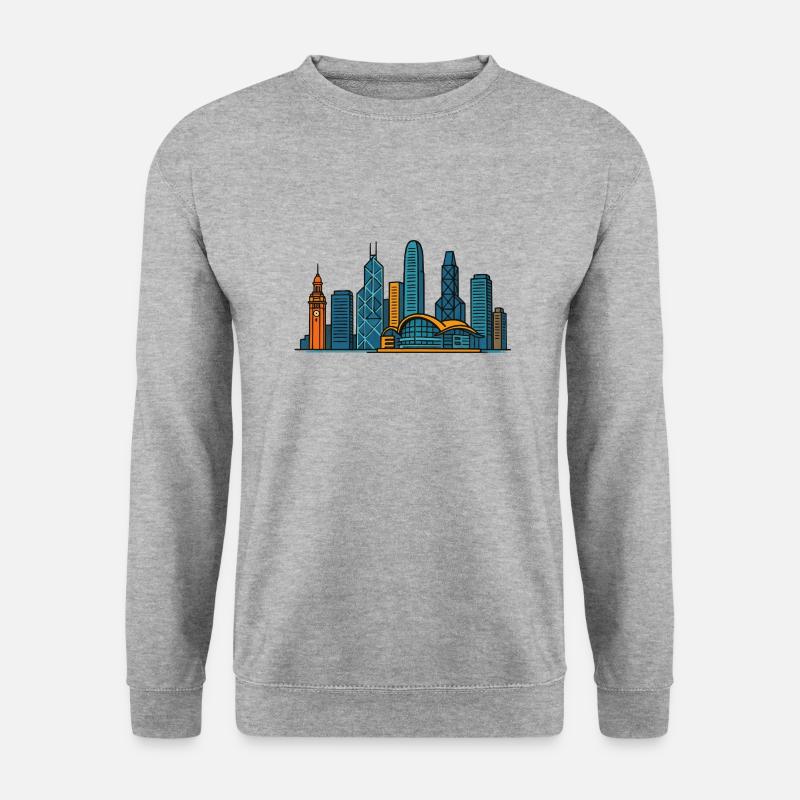 hongkong city skyline - Unisex Pullover - Weißgrau meliert