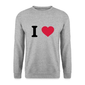 i love - Unisex Sweatshirt - salt & pepper - Front - Alina (178cm) & Michal (187cm)
