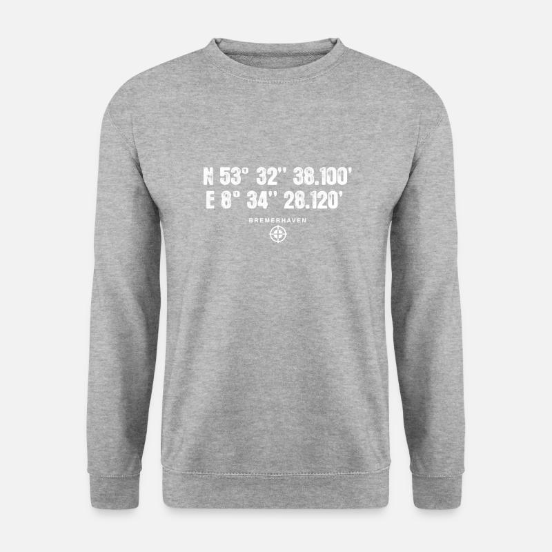 Geschenk Geocaching Koordinaten Bremerhaven - Unisex Pullover - Weißgrau meliert