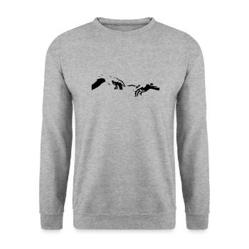Hände - Unisex Pullover - Weißgrau meliert - Vorne - Alina (178cm) & Michal (187cm)